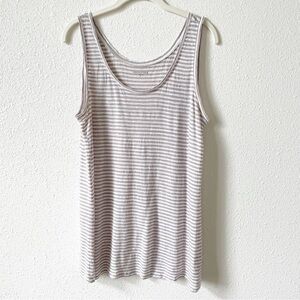 Eileen Fisher 100% Linen Striped Tank Top Mocha Size Medium Coastal Minimalist